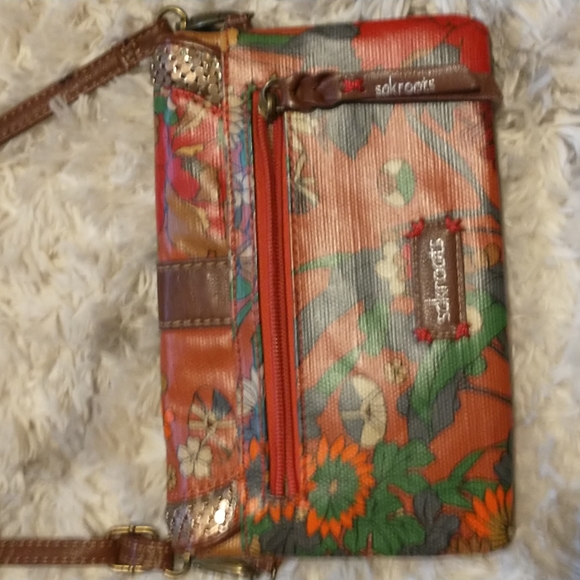 Sakroots peace clutch style crossbody bag bohemian botanical - Picture 4 of 16